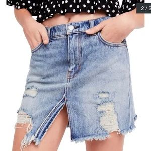 FREE PEOPLE Relaxed Denim Skirt